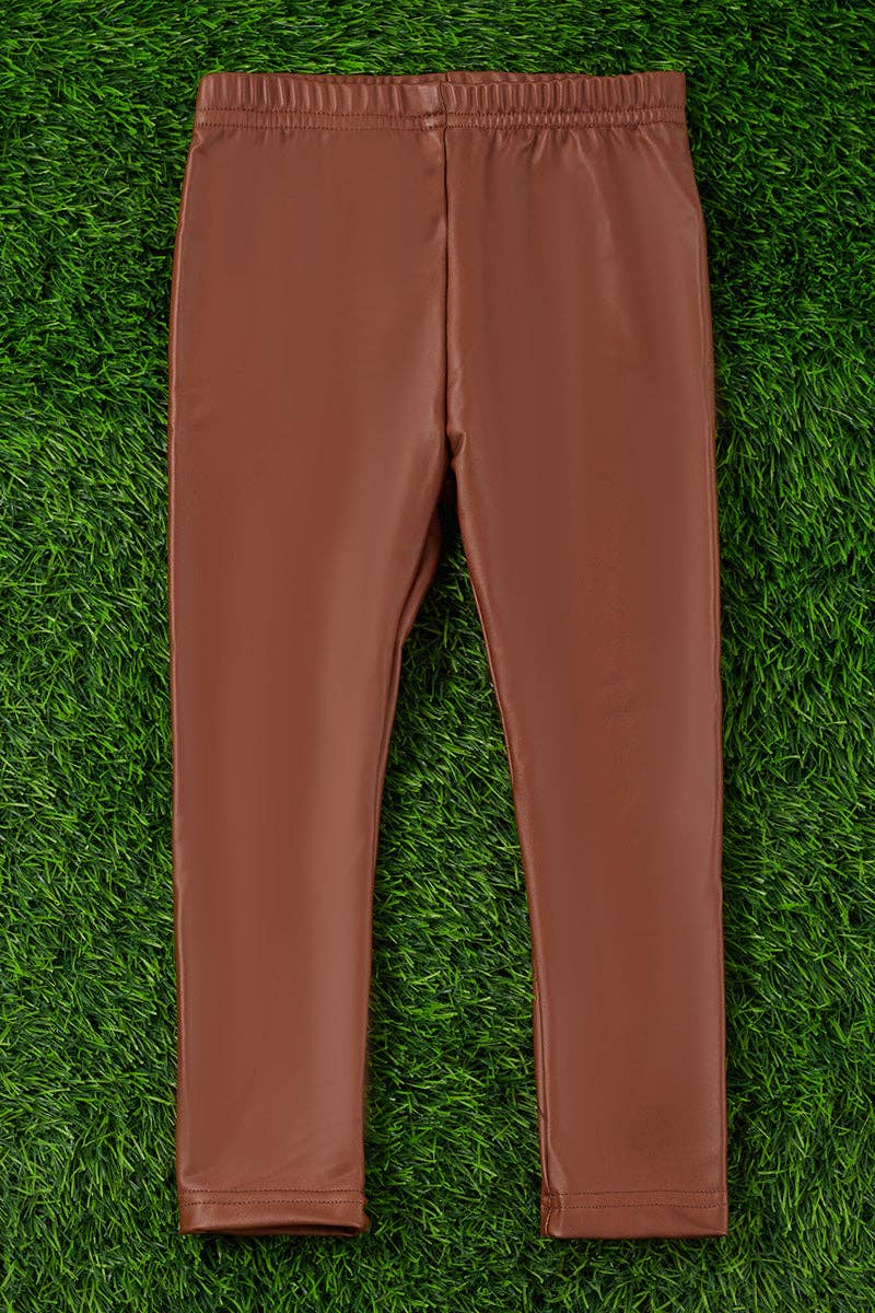 CHOCOLATE FAUX LEATHER LEGGINGS