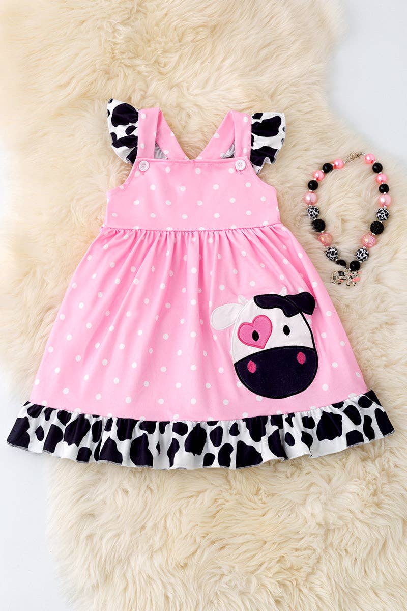 PINK POLKA DOT COW DRESS