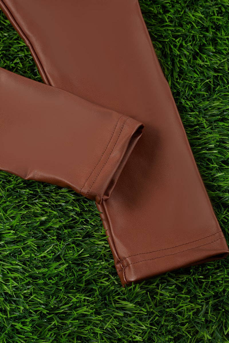CHOCOLATE FAUX LEATHER LEGGINGS