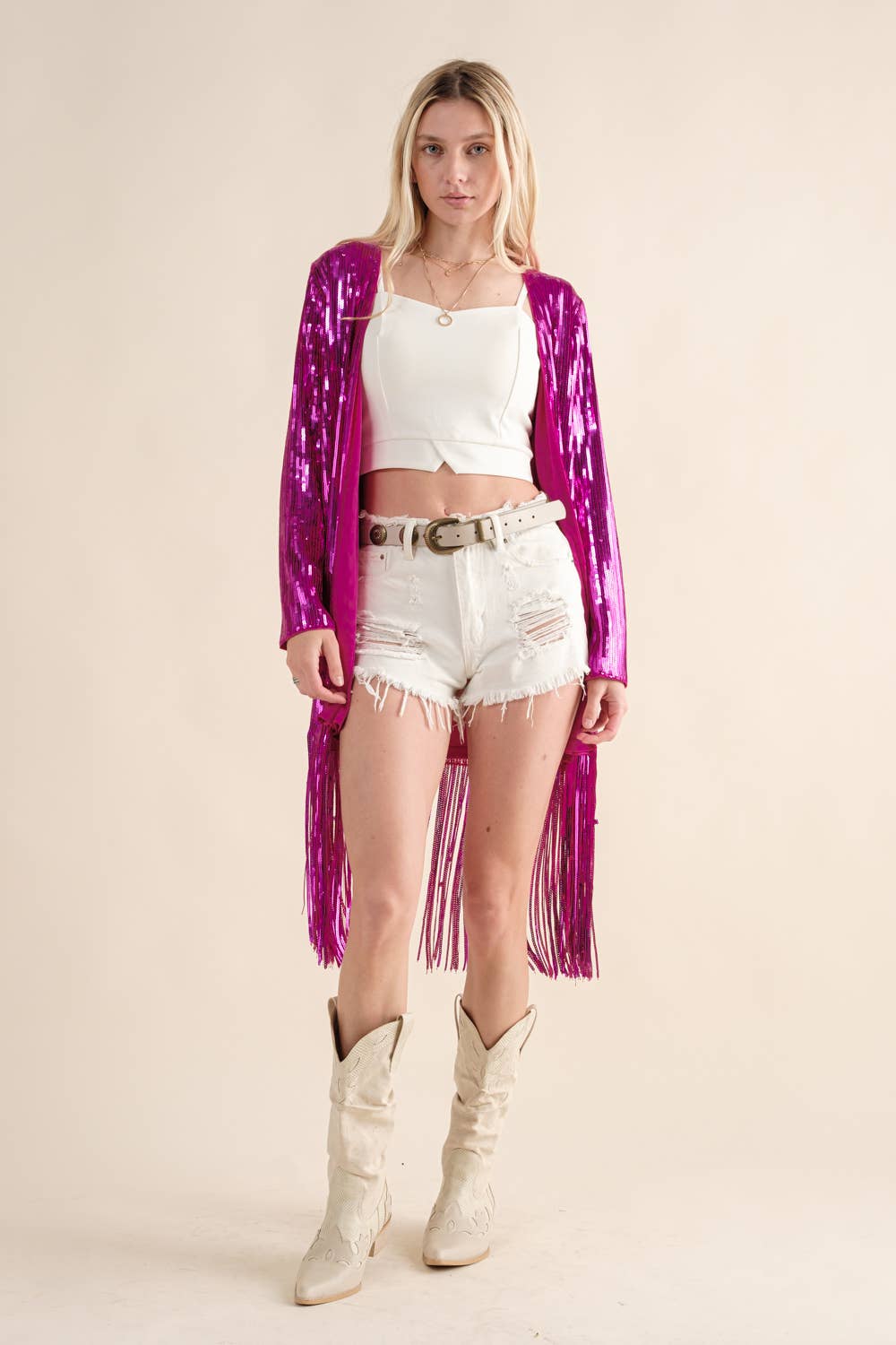 Sequin Fringe Star Cardigan