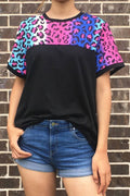 COLORFUL LEOPARD HALF PRINT TEE