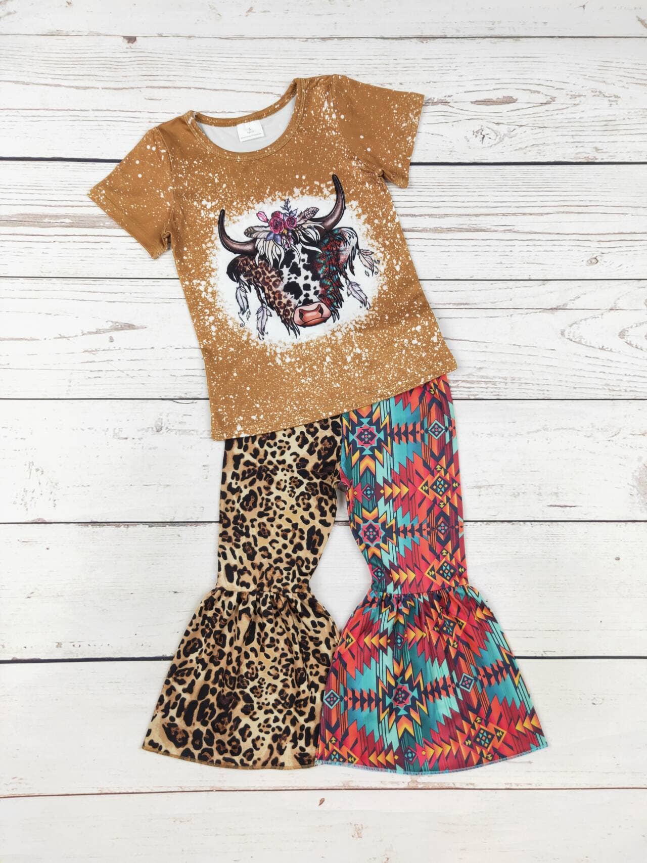 Girls Cows Cheetah Two Piece Set