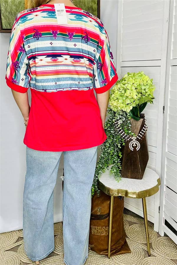 Red Aztec Top