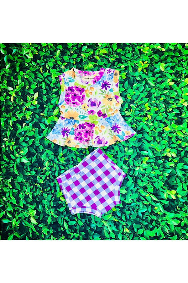 Purple Floral Baby Set