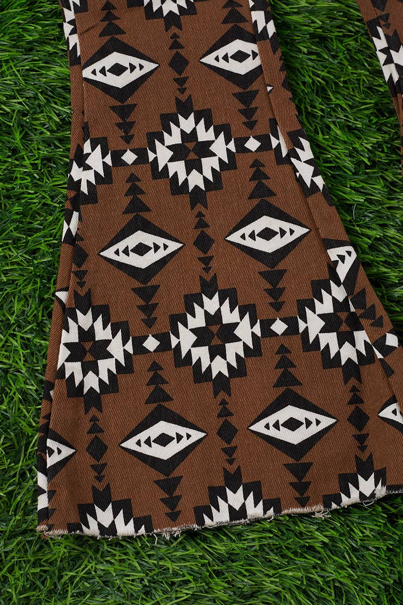 GIRLS BROWN AZTEC DENIM