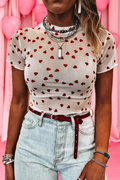 Heart Mock Neck Mesh