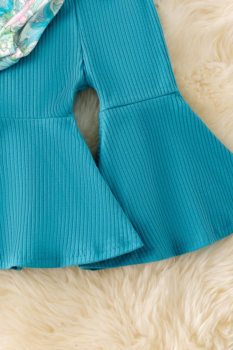 GIRLS 2PC TURQUOISE FLORAL SET