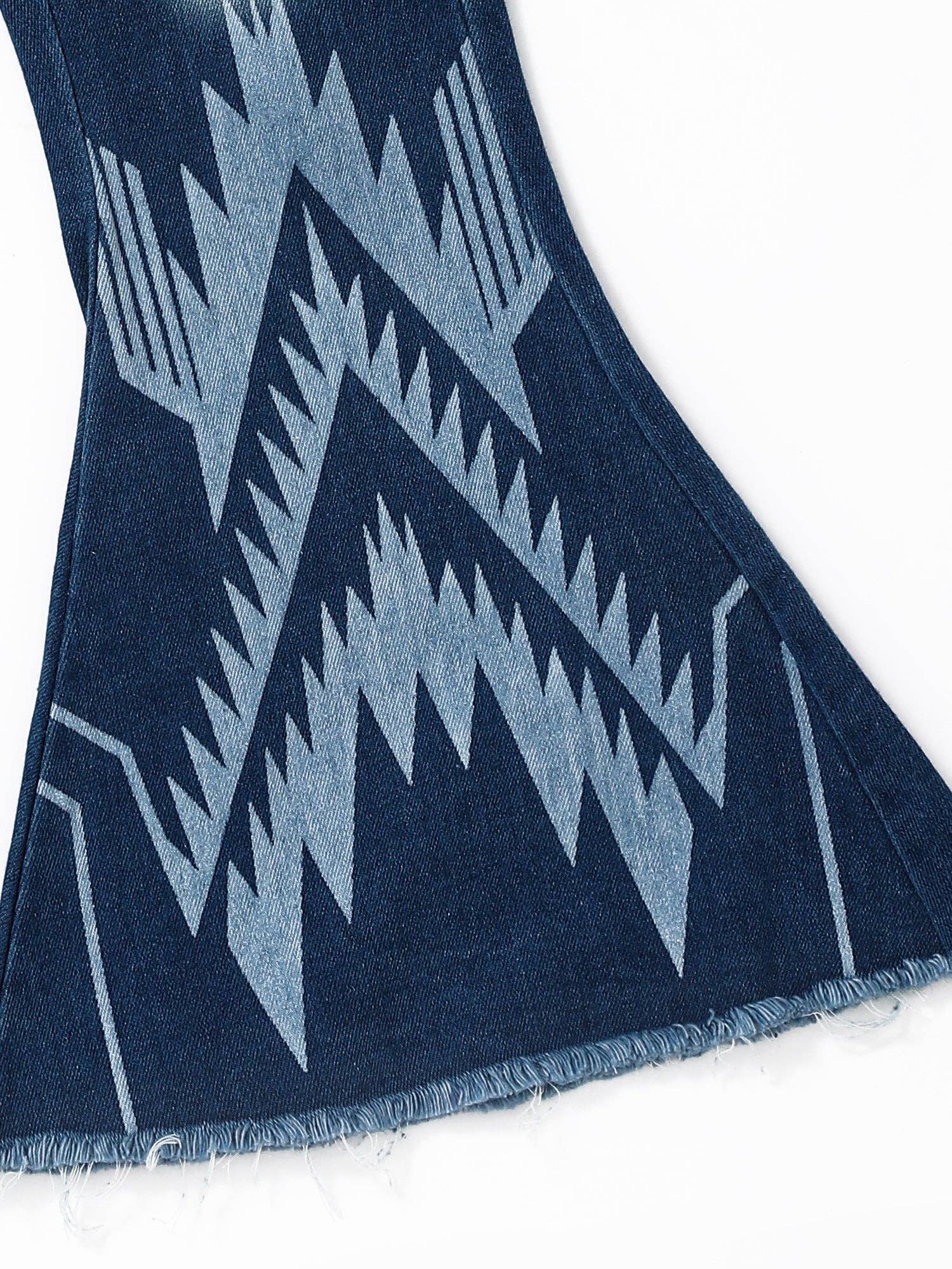 Blue Washed Aztec Girls Western Flare Jeans