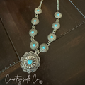 Concho Drop Necklace  Silver and Turquoise