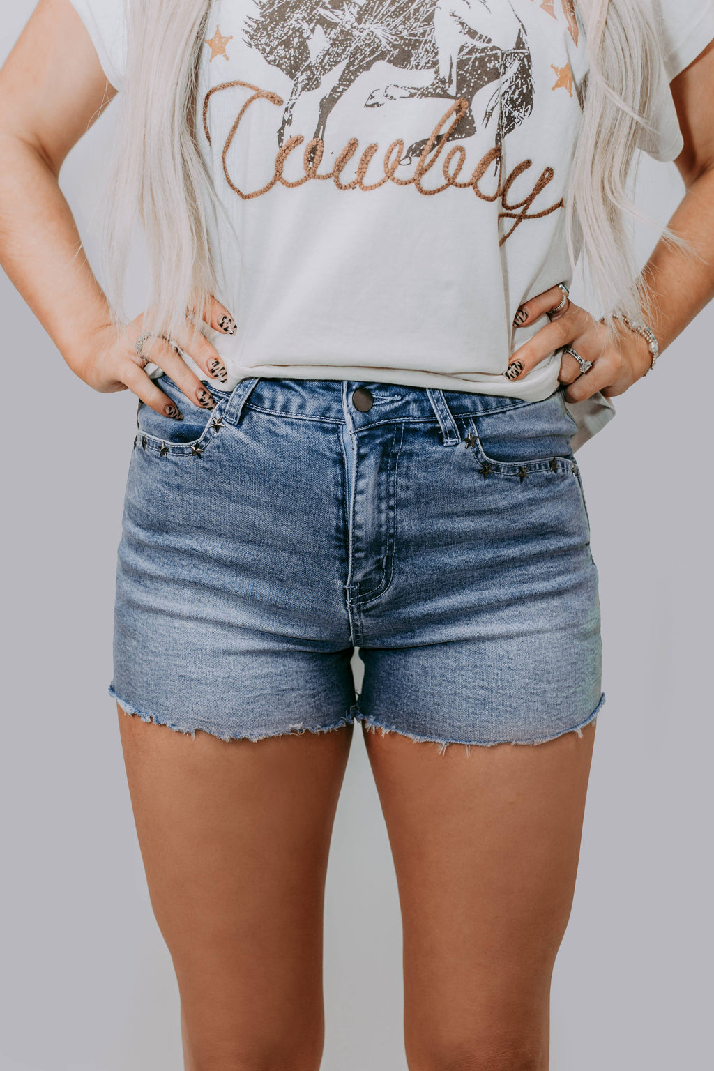 Stud Denim Shorts