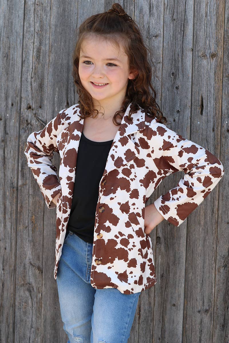 GIRLS COW PRINTED BLAZER