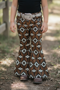 GIRLS BROWN AZTEC DENIM