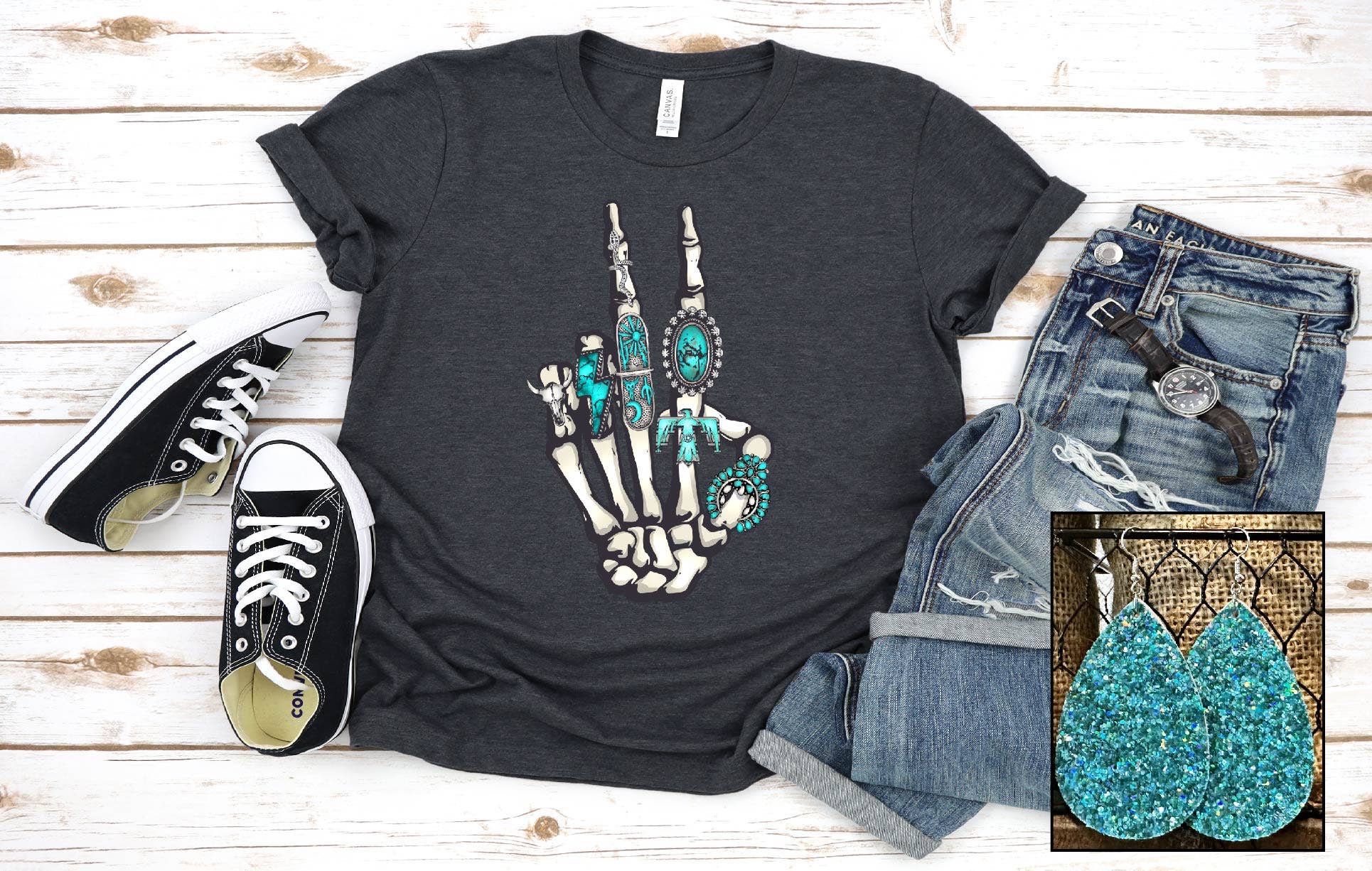 Skeleton Peace Sign Tee