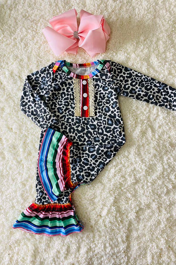 Blue Leopard Baby Romper