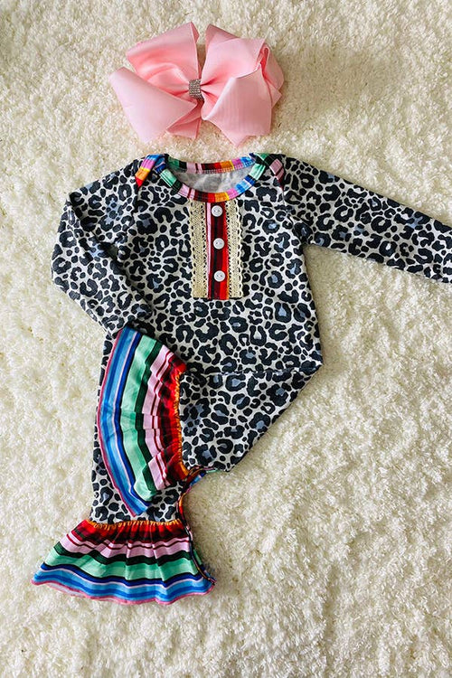 Blue Leopard Baby Romper