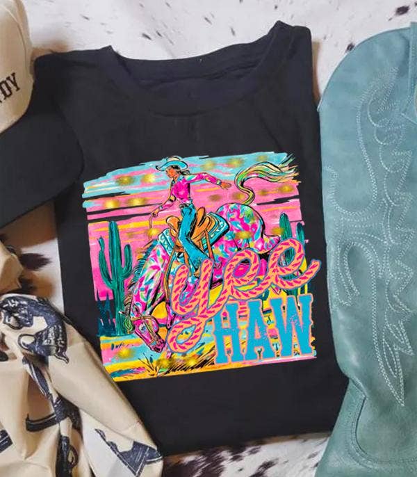 Yeehaw Cowgirl Oversized Graphic Tshirt