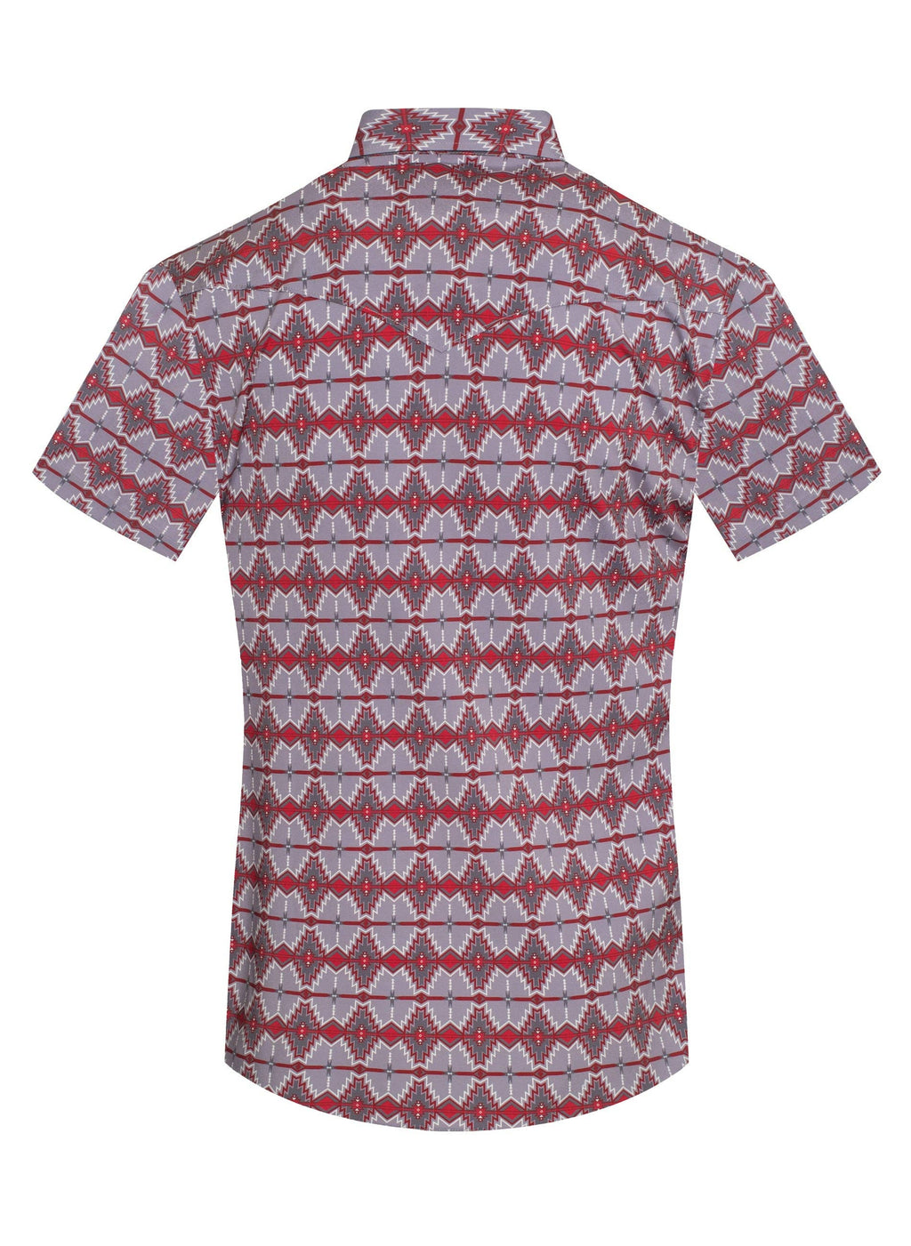 Men's Western Pearl Snap Aztec Print Shirt- Red
