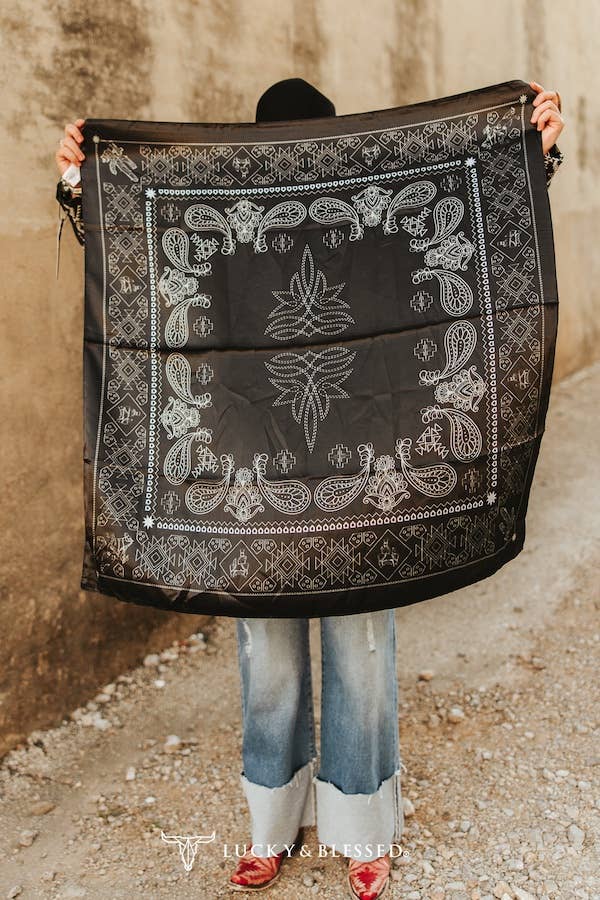 Black Western Paisley Printed Wild Rag