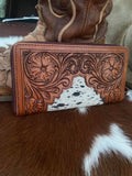 Juliet Tooled Leather Cowhide Womens Wallet Clutch