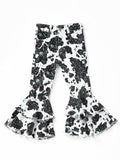 Turquoise Cow Print Girls Double Layer Jeans