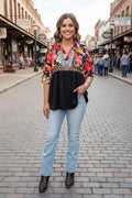 Floral & Leopard Top