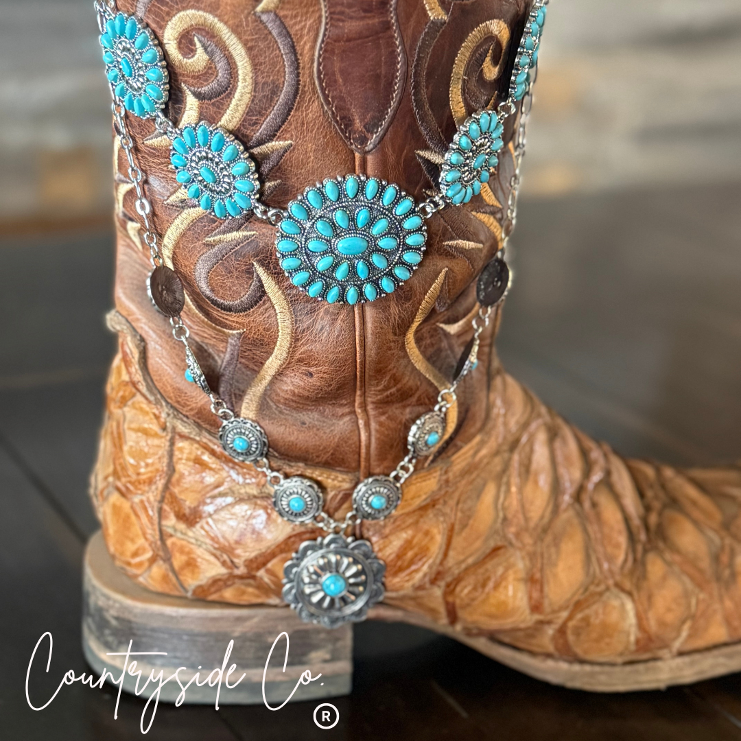 Concho Drop Necklace  Silver and Turquoise
