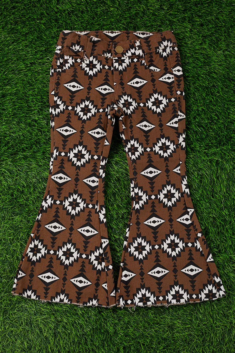 GIRLS BROWN AZTEC DENIM