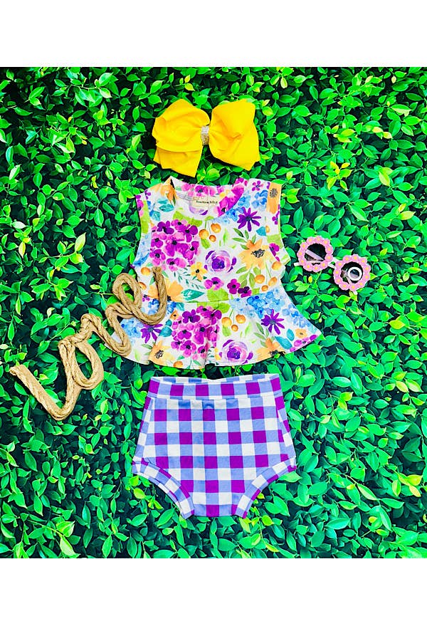Purple Floral Baby Set