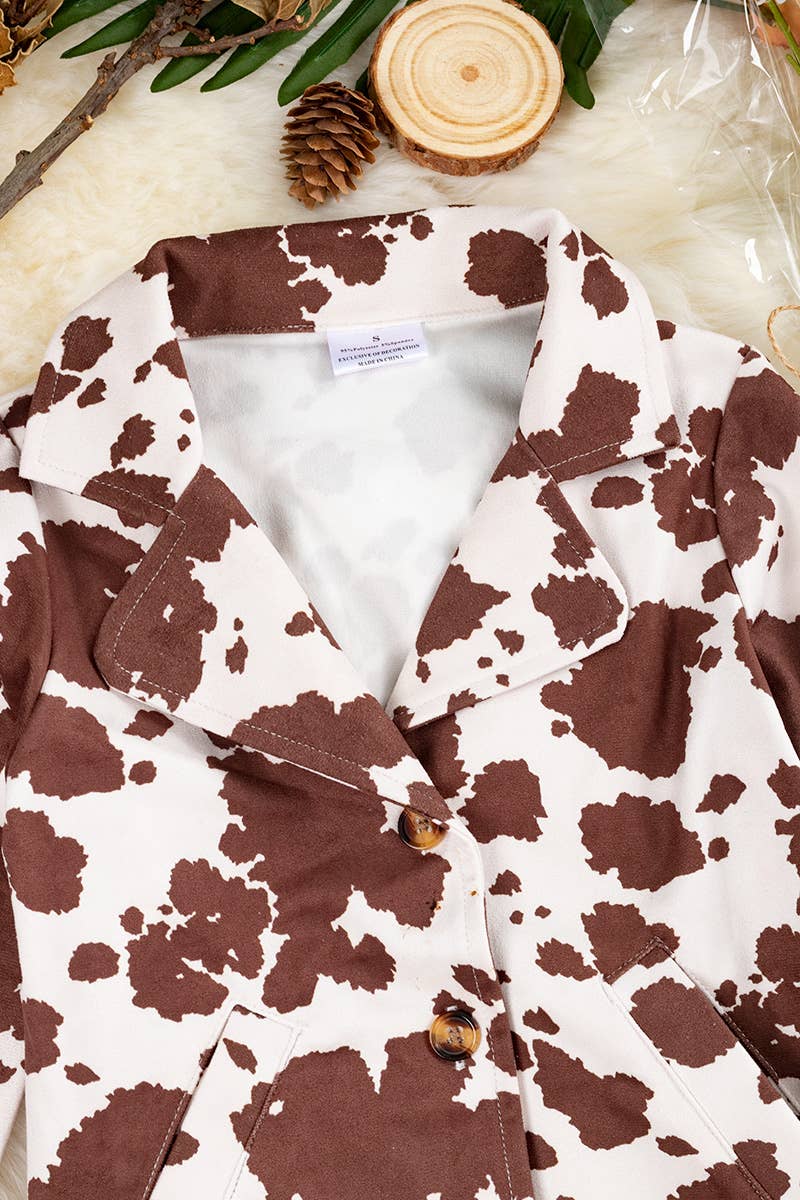 GIRLS COW PRINTED BLAZER