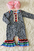 Blue Leopard Baby Romper
