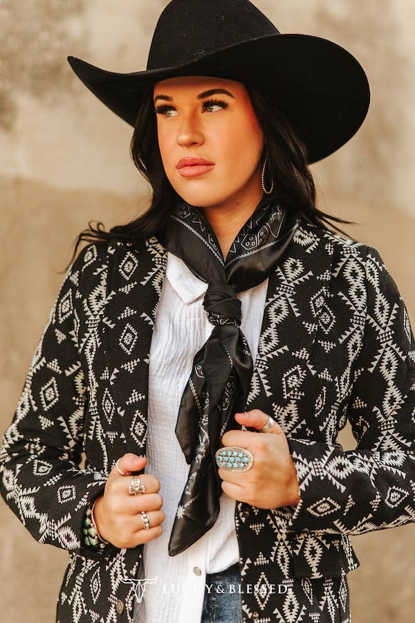 Black Western Paisley Printed Wild Rag