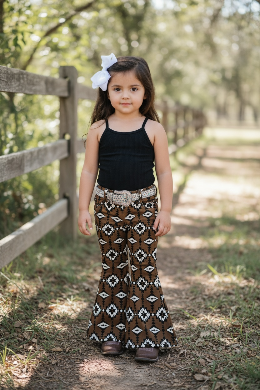 GIRLS BROWN AZTEC DENIM