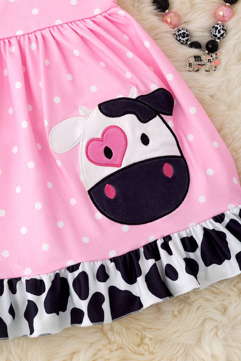 PINK POLKA DOT COW DRESS