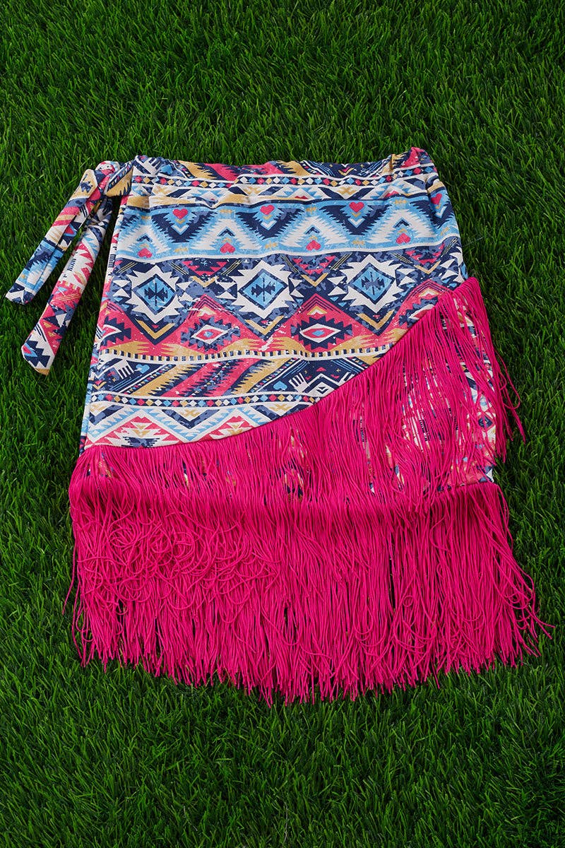 GIRLS SKIRT W/PINK FRINGE