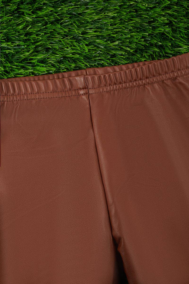 CHOCOLATE FAUX LEATHER LEGGINGS