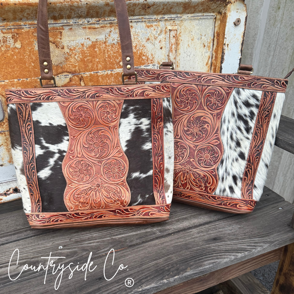 Lucille Tooled Leather Cowhide Tote