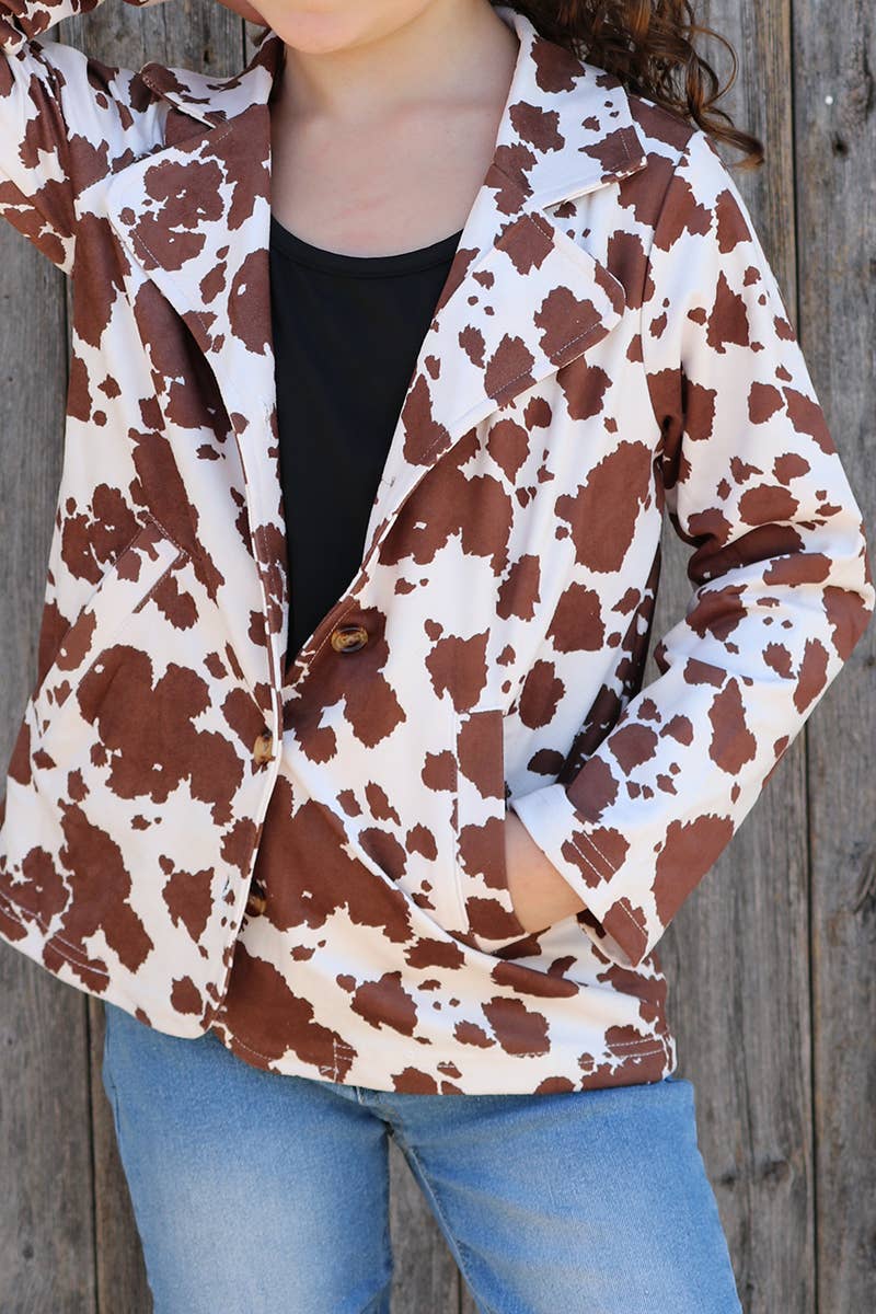 GIRLS COW PRINTED BLAZER