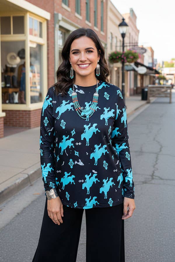 Blue Bronco Top